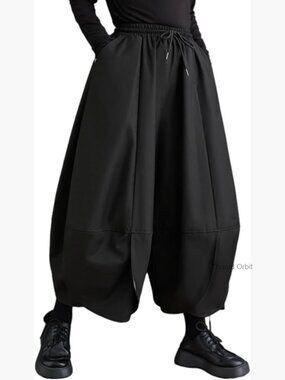 Wide Leg Harem Pants Elastic Waist Drop Crotch Festival Casual